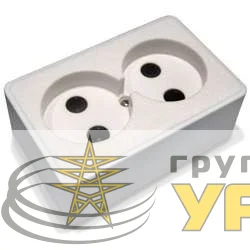 Розетка 2-м ОП РА10-У04(У01) 10А IP20 универс. бел. БЕЛ. ЦЕРКОВЬ РА10-У04