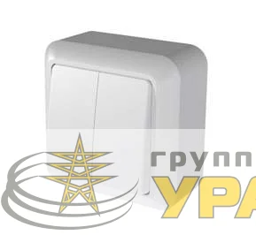 Выключатель 2-кл. ОП Оптима 10А IP20 А510-380 с монтаж. пластиной бел. Кунцево 8003