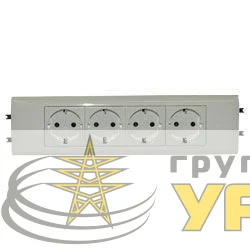 Розетка 4-м СП 8мод. Mosaic 16А IP40 4х2P+N с заземл. с суппортом безвинт. клеммы для кабель-канала DLP механизм бел. Leg 077434