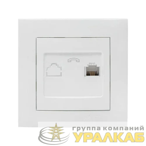 Розетка телефонная 1-м СП Валенсия RJ11 бел. PROxima EKF EWT01-034-10 детальная картинка
