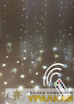 Гирлянда светодиодная "Роса" 3х3м +2м 300LED 10 нитей USB пульт КОСМОС 