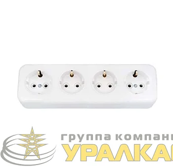 Розетка 4-м ОП 16А IP20 с заземл. бел. БЕЛТИЗ РА16-245