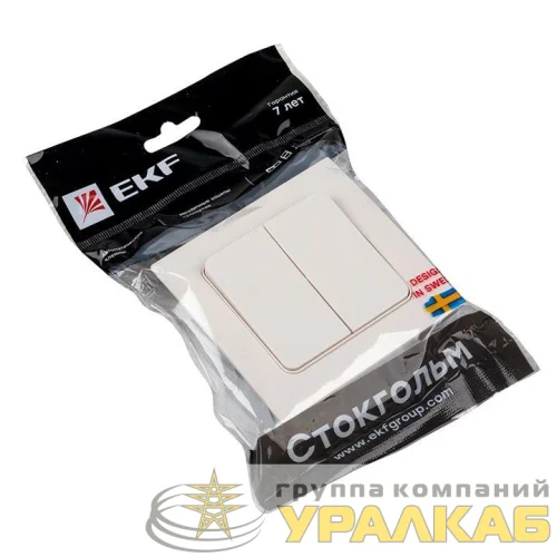 Выключатель 2-кл. Стокгольм 10А бел. PROxima EKF EXV10-023-10 детальная картинка