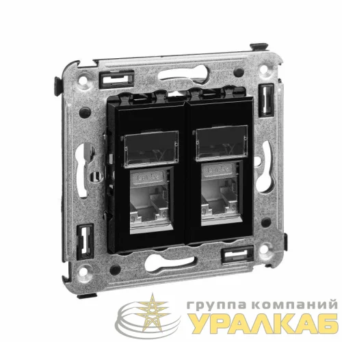 Розетка 2-м СП RJ-45 кат.5e экранированная Avanti "Черный квадрат" DKC 4402364 детальная картинка