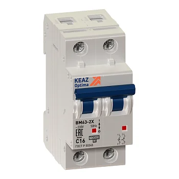 Выключатель автоматический модульный 2п C 50А 6кА OptiDin BM63-2C50-УХЛ3 КЭАЗ 