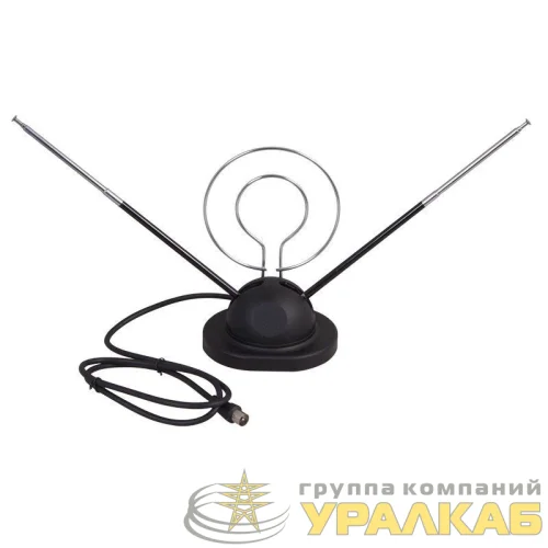 Антенна ТВ комнатная RX-105 телескопич. на подставке с кольцом VHF; UHF 47-860 MHz REXANT 34-0105 детальная картинка
