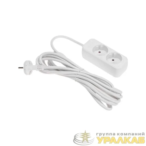 Удлинитель 2х5м без заземл. STANDARD 2х1кв.мм бел. Rexant 