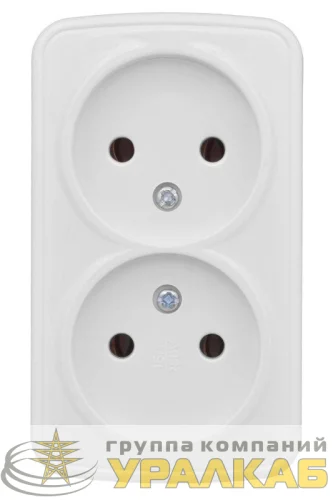 Розетка 2-м ОП Минск 10А IP20 без заземл. бел. Basic EKF 