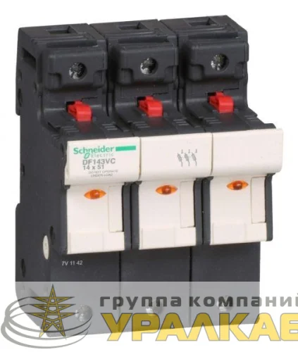 Разъединитель-предохранитель 50А с указателем срабатывания 3P 14х51 SchE DF143VC детальная картинка