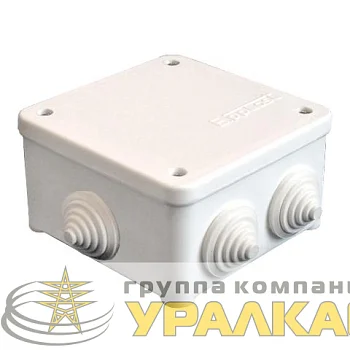 Коробка распределительная ОП 85х85х45мм У130 IP54 7 выходов 3 гермоввода крышка на винтах бел. Epplast 130111
