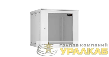 Шкаф настенный 19дюйм 12U стекл. дверь Ш600хВ569хГ600мм 2 пары монтаж. направляющих разборн. сер. TLKTWI-126060-R-G-GY