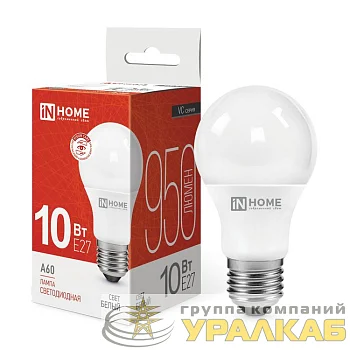 Лампа светодиодная LED-A60-VC 10Вт грушевидная 4000К нейтр. бел. E27 950лм 230В IN HOME 4690612020211