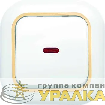 Выключатель 1-кл. СП Валентина 10А IP20 С16-068 с индикацией бел./зол. Кунцево 7646