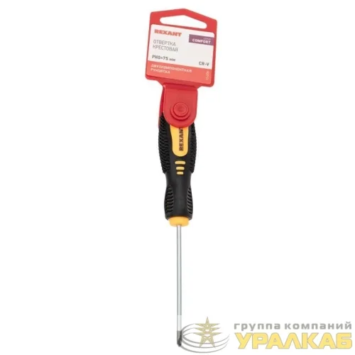 Отвертка крестовая PH 0х75мм двухкомпонентн. рукоятка Rexant 