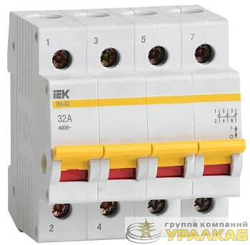 Выключатель нагрузки (мини-рубильник) 4п 32А ВН-32 KARAT IEK MNV10-4-032