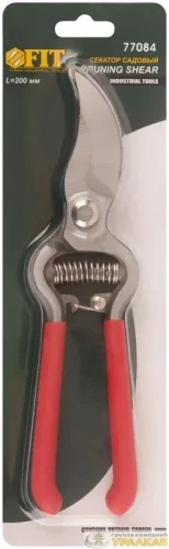 Секатор "Стандарт" режущие кромки внахлест цельнокованый ПВХ покрытие ручек 200мм FIT 