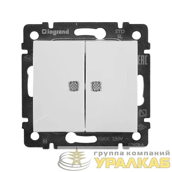 Механизм выключателя 2-кл. СП Valena 10А IP31 250В с зел. подсветкой бел. Leg 774428