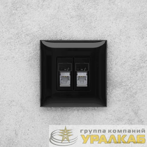 Розетка 2-м СП RJ-45 кат.5e экранированная Avanti "Черный квадрат" DKC 4402364 детальная картинка