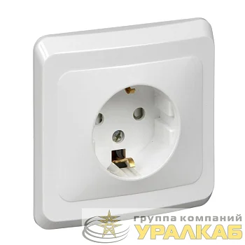 Розетка 1-м СП Этюд 16А IP20 250В с заземл. защ. шторки бел. SE PC16-004B