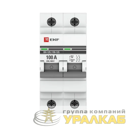 Выключатель нагрузки 2п 100А ВН-125 PROxima EKF SL125-2-100-pro детальная картинка