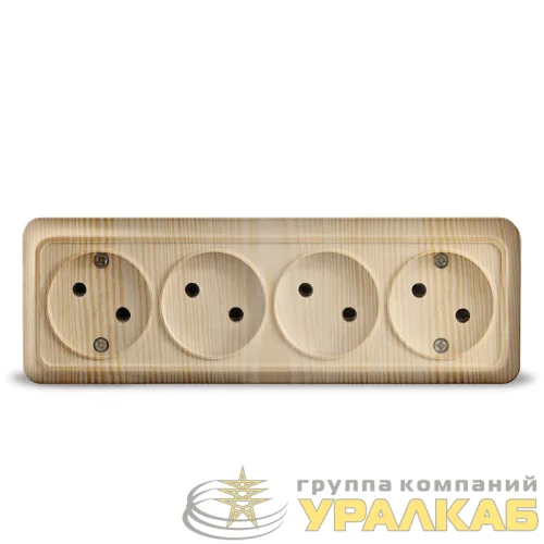 Розетка 4-м ОП Олимп 16А IP20 без заземл. сосна UNIVersal 1174 детальная картинка