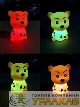 Фигура светодиодная "Тигр" 8х7см светодиод RGB переливается разными оттенками элементы питания 3хAG13 (в компл.) КОСМОС 