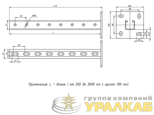 Стойка STRUT 41х41 L500 сталь HDZ EKF 