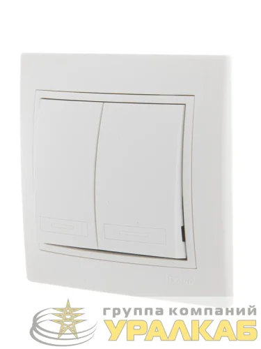 Выключатель 2-кл. СП Mira 10А IP20 с бел.вставкой бел. LEZARD 701-0202-101 детальная картинка