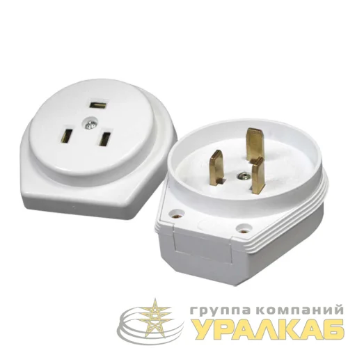 Разъем РШ-ВШ 32А 250В 2P+PE скрыт. уст. бел. UNIVersal 1236 детальная картинка