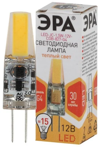 Лампа светодиодная LED-JC-1.5W-12V-COB-827-G4 120лм ЭРА Б0033197 детальная картинка