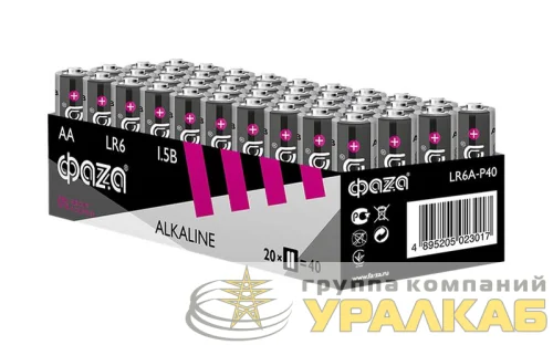 Элемент питания алкалиновый AA/LR6 1.5В Alkaline Pack-40 (уп.40шт) ФАZА 5023017 детальная картинка
