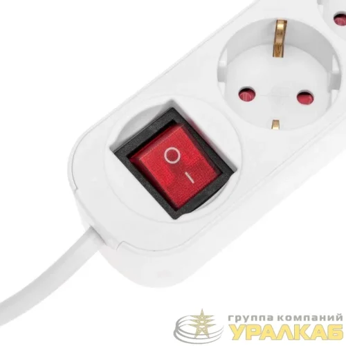 Удлинитель 3х3м с заземл. STANDARD 3х1кв.мм с выкл. бел. Rexant 