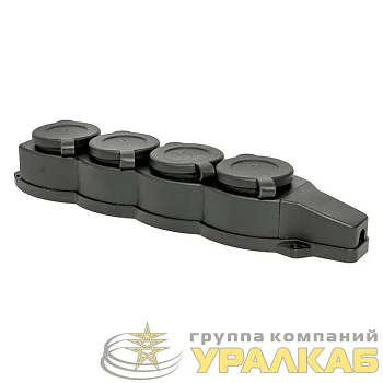 Колодка 4-м 16А IP44 2P+PE 230В с защ. крышками каучук Basic EKF RPS-020-16-230-44