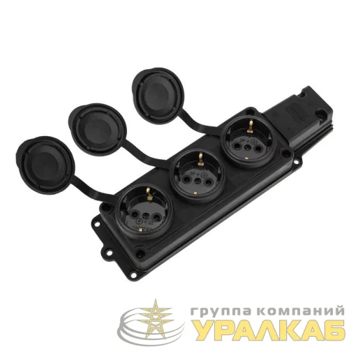 Колодка удлинителя 3-м 16А IP44 230В 2P+PE влагозащ. каучук PROCONNECT 111-113-4 детальная картинка