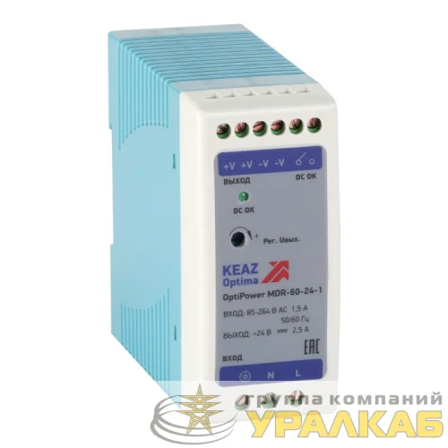 Блок питания OptiPower MDR-60-24-1 КЭАЗ 284541 детальная картинка