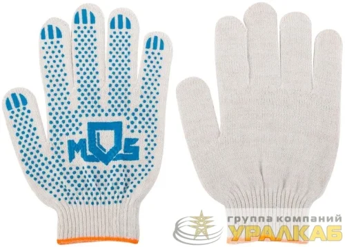 Перчатки вязаные (4 нити) 10 класс вязки х/б с ПВХ 