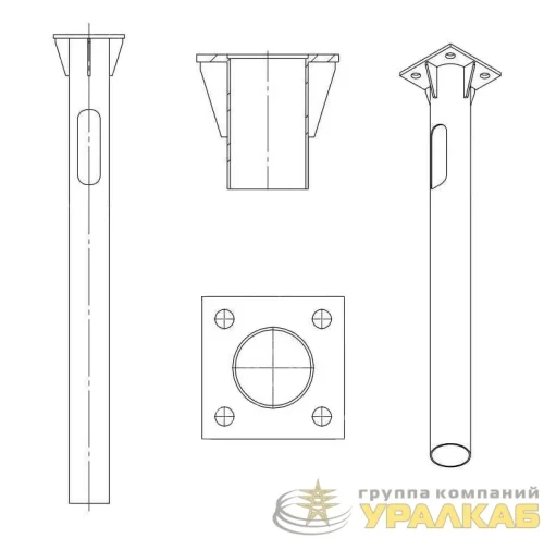 Деталь фундамента закладная для ОГКф-5 UMECON МК 90053 ФМ-0.108-1.25-140(10) фланец 190х190 грунт