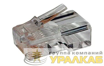 Разъем RJ45 8P8C кат.5E UTP PLUG-8P8C-U-C5-100 для ож и мж кабеля Hyperline 49377