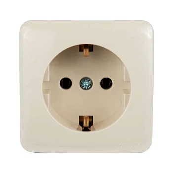 Розетка 1-м ОП VIOLA с заземл. крем. LEZARD 