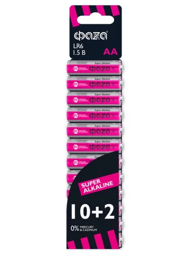 Элемент питания алкалиновый LR6 Super Alkaline SBL-10+2 (уп.12шт) ФАZА 2854582 детальная картинка