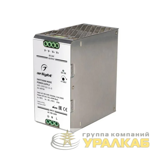 Блок питания ARV-DRP240-24-B 24В 10А 240Вт PFC IP20 металл Arlight 037155 детальная картинка