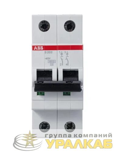 Выключатель автоматический модульный 2п C 6А 6кА S202 C6 ABB 