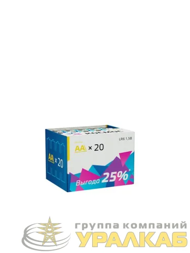 Элемент питания алкалиновый AA/LR6 (уп.20шт) КОСМОС KOCLR620BOX детальная картинка