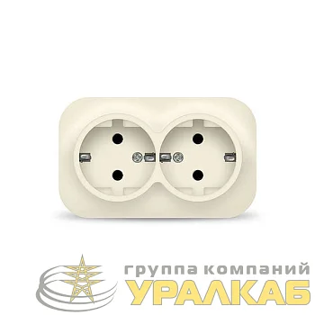 Розетка 2-м ОП 16А IP20 с заземл. сл. кость IONICH 1428
