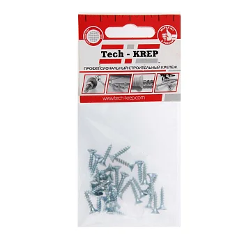 Шуруп универсальный 3.0х16 цинк. с потайной головкой (уп.35шт) пакет Tech-Krep 
