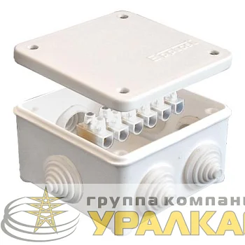 Коробка распределительная ОП 85х85х45мм IP54 с клемм. 7 выходов 3 гермоввода 10А 6 контактов крышка на винтах бел. Epplast 130113