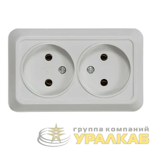 Розетка 2-м ОП Bolleto 7102 16А IP20 бел. ASD / IN HOME 4680005959822 детальная картинка
