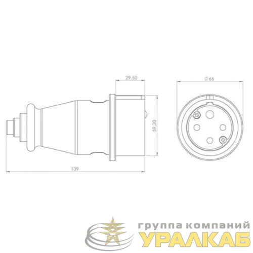 Вилка переносная влагозащ. 3P+PE 32А IP44 каучук черн. Rexant 111-006 детальная картинка