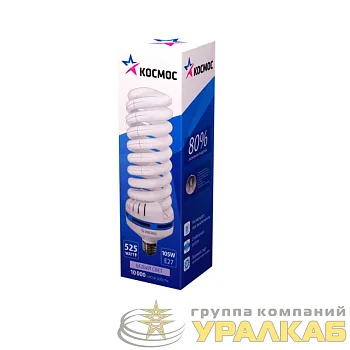 Лампа люминесцентная компакт. SPC 85Вт E27 спиральная 4200К КОСМОС LKsmT5SPC85WE2742_m
