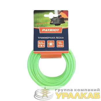 Леска D3.0мм L12м 300-12-3 картонный подвес звезда зел. PATRIOT 805205123